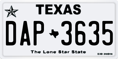TX license plate DAP3635