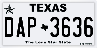 TX license plate DAP3636