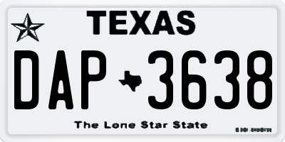 TX license plate DAP3638