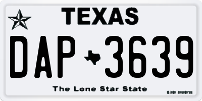 TX license plate DAP3639