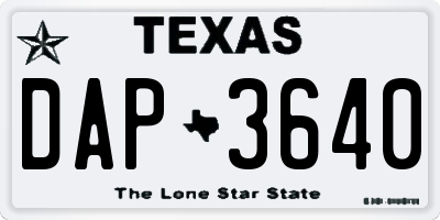 TX license plate DAP3640