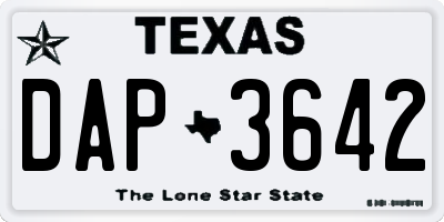 TX license plate DAP3642