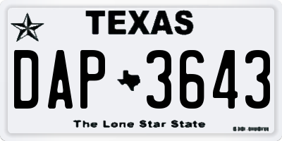 TX license plate DAP3643
