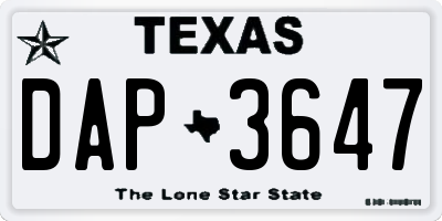 TX license plate DAP3647