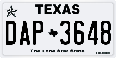 TX license plate DAP3648