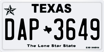 TX license plate DAP3649
