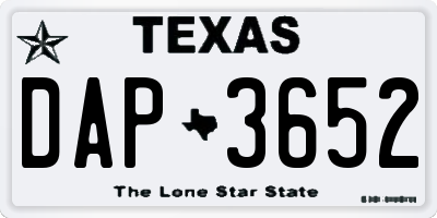 TX license plate DAP3652