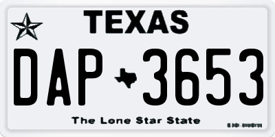TX license plate DAP3653