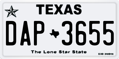 TX license plate DAP3655