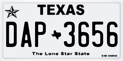 TX license plate DAP3656