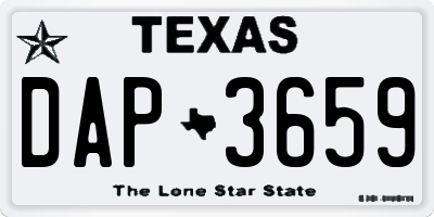 TX license plate DAP3659