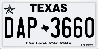 TX license plate DAP3660