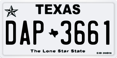 TX license plate DAP3661