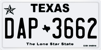 TX license plate DAP3662