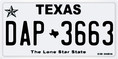 TX license plate DAP3663