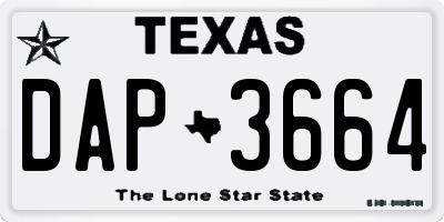 TX license plate DAP3664