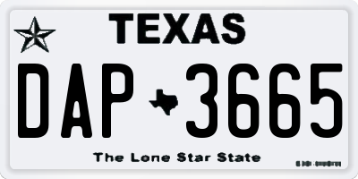 TX license plate DAP3665