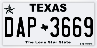 TX license plate DAP3669