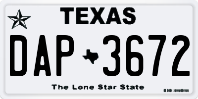 TX license plate DAP3672
