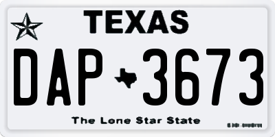 TX license plate DAP3673