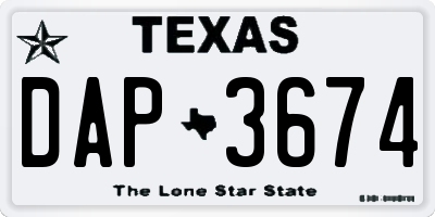 TX license plate DAP3674