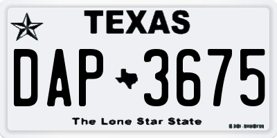 TX license plate DAP3675