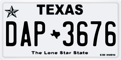TX license plate DAP3676