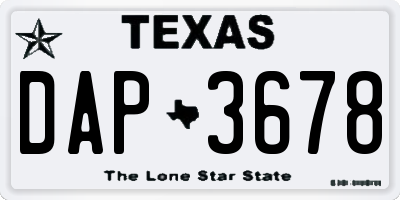 TX license plate DAP3678