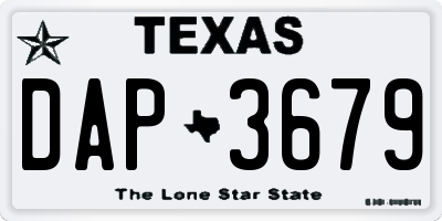 TX license plate DAP3679