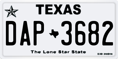 TX license plate DAP3682