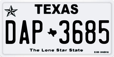 TX license plate DAP3685