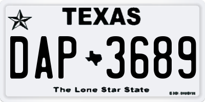 TX license plate DAP3689