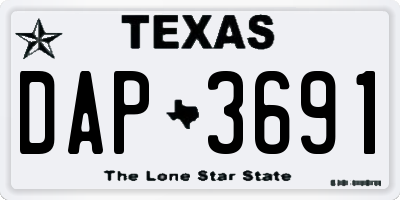 TX license plate DAP3691