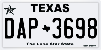 TX license plate DAP3698