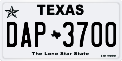TX license plate DAP3700