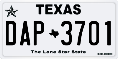 TX license plate DAP3701