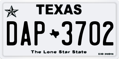 TX license plate DAP3702