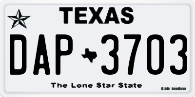 TX license plate DAP3703