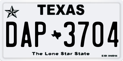 TX license plate DAP3704