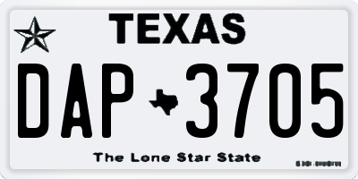 TX license plate DAP3705