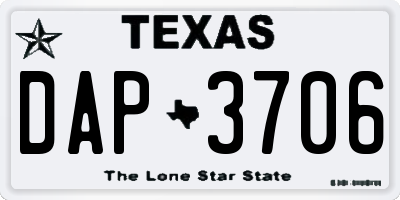 TX license plate DAP3706