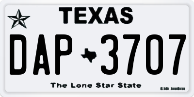TX license plate DAP3707