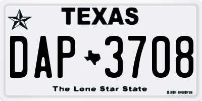 TX license plate DAP3708