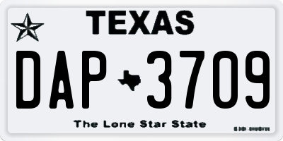 TX license plate DAP3709