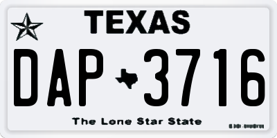 TX license plate DAP3716