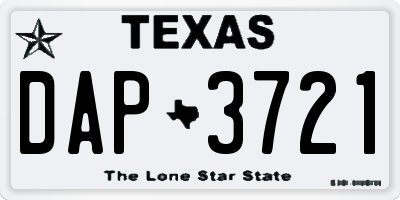 TX license plate DAP3721