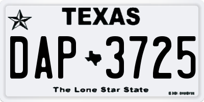 TX license plate DAP3725