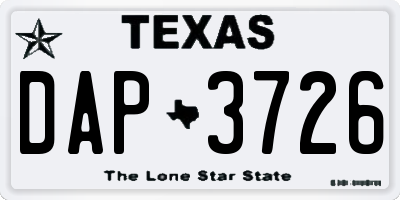 TX license plate DAP3726