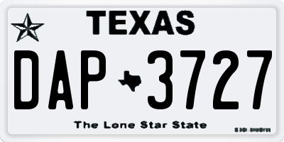 TX license plate DAP3727