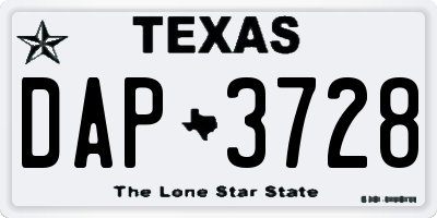 TX license plate DAP3728